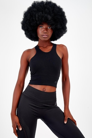 Maraton 17499 Active Slim Fit Kadın Bisiklet Yaka Kolsuz Gym Bralet Siyah