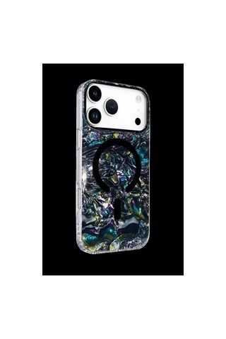 Onegif Apple iPhone Uyumlu 17 Pro Max Mila Dalgalı Magsafe Kapak - Lacivert Düz Renkli