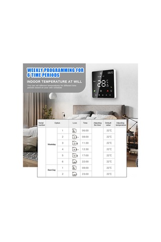 Yifomall Siyah Akıllı Su Isıtma Termostatı - 3a Ip20, Dokunmatik Renkli Lcd, Otomatik/manuel Mod, Haftalık Programlama, Çocuk Kilidi