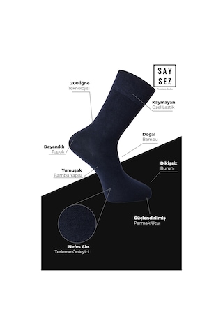 Saysez Bambu Erkek Soket Uzun Asorti Çorap Dikişsiz Premium Kutulu 6'lı Siyah - Lacivert - Füme