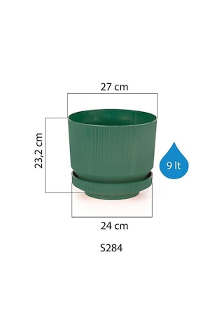 Serinova Lüks Çizgili Desenli Saksı 9 Lt