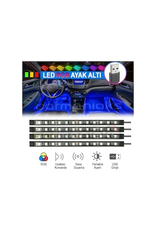 USB Girişli Ayak Altı Led Sese Duyarlı Led Müziğe Duyarlı 12 Led