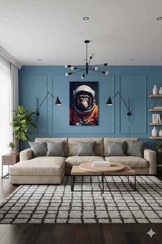 Astronot Maymun Uzay Macerası Futuristik Monkey Astronaut Concept Cam Tablo