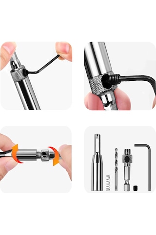 Yaozixia 16 Parça Kendinden Merkezleme Matkap Ucu Seti 1 Altıgen Anahtar İle Ahşap İşleme Pencere Kapı Menteşeleri İçin 16 Parça Yedek Matkap Uçları