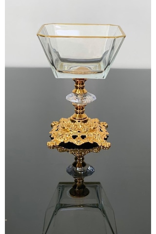 Daisyglass Lav Cam Lüx Gold Ayaklı Kase 6'lı Magnolia Dondurmalık