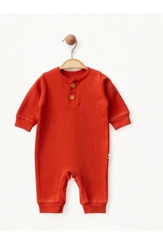 Zekids Bebek Düğmeli Organik Tulum-15480 Turuncu