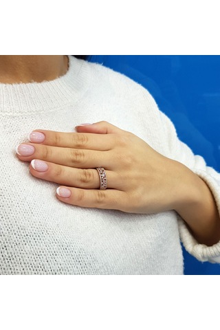 Lova Baget Ve Yuvarlak Pırlanta Taşlı Roma Yolu Yüzük - 1040224