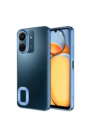 Xiaomi Redmi 13c Kılıf Kamera Korumalı Logo Gösteren Zore Omega Kapak Sierra Mavi