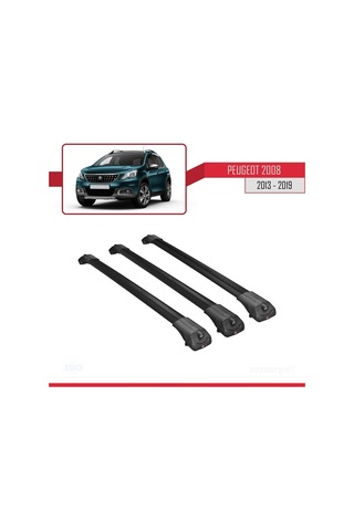 Peugeot 2008 2013-2019 Arası İle Uyumlu Ace-1 Ara Atkı Tavan Barı Siyah 3 Adet Bar
