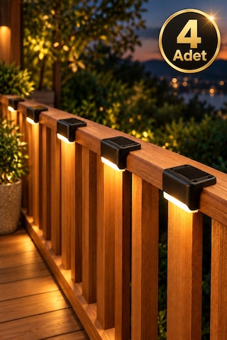 Jasper 4'lü Solar Güneş Enerjili Basamak Aydınlatma Su Geçirmez Dış Mekan Merdiven Çit Lambası Gün Işık
