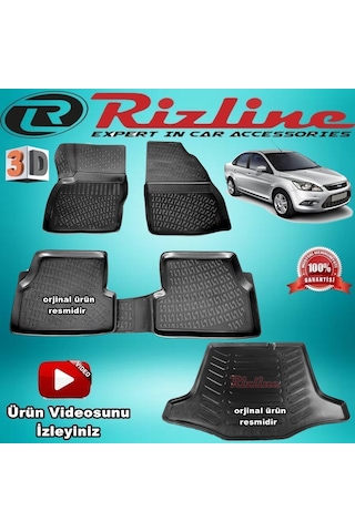 Ford Focus 2 3D Paspas+Bagaj Havuzu Siyah Sedan 2005-2011 Arası