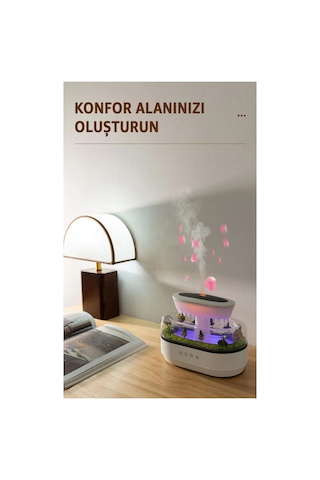 Robeve Buhar Makinesi Yağmur Damlası Hava Nemlendirici Aromaterapi Difüzör 7 Renk Rgb Dinlendirici Sesler Sessiz Çalışma Damlama Sesi Otomatik Kapanma