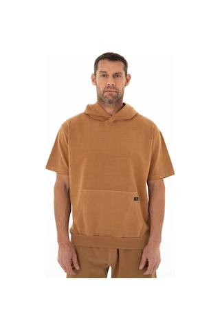 AR-MA Arma Erkek Oversize Kısa Kollu Kanguru Cepli Kapşonlu Sweatshirt 001