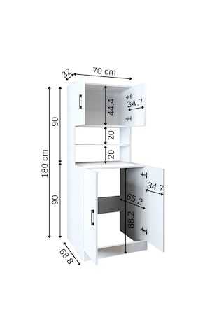 Çamaşır-kurutma Makinesi Dolabı Kapaklı Banyo Dolabı.11 Mat Beyaz