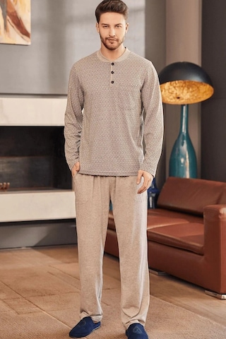 Mecit 22759 Kahverengi Şardonlu Kışlık Büyük Beden Erkek Pijama Takımı Kahverengi