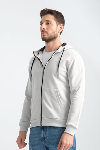 Shooter Sportwear Shooter Erkek Üç İplik Şardonsuz Fermuarlı Kapüşonlu Sweatshirt Taş