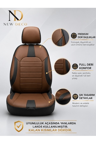 Toyota Auris 2006-2012 Uyumlu Premium Full Deri Oto Koltuk Kılıfı Airbag Uyumlu, Ortopedik, 4 Mevsim 71026240