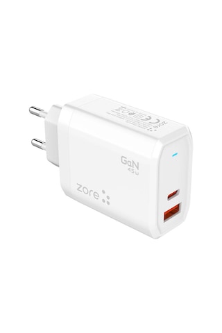 Ensueno Always-02 Gan Tech Type-c Pd4.0 Usb-a Qc3.0 Hızlı Şarj Özellikli Seyahat Şarj Başlığı 45w - Bey Beyaz