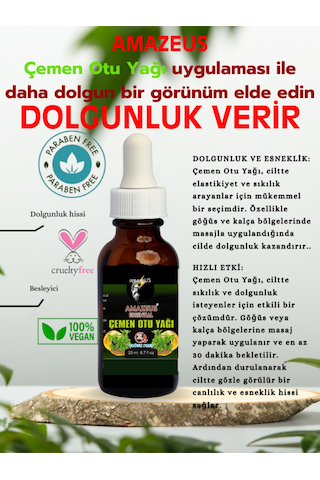 Amazeus Çemen Otu Yağı %100 Saf Ve Doğal Besleyici Etki 20 Ml / 0.7 Fl Oz