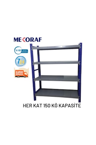 Mekoraf Mekoraf Depo Raf 4 Katlı 2 Metre Boy 60 Cm Derinlik 165Cm En