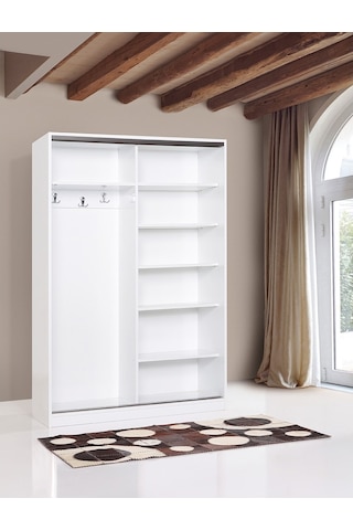 Doğandekorasyon Bora 120 Cm Sürgülü Dolap Gardırop Vestiyer Portmanto