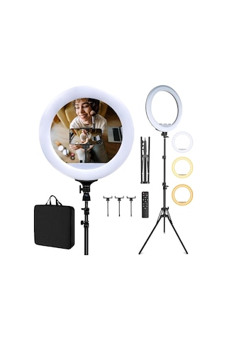Profesyonel 21 İnç 65w Ring Light Çekim Işığı, 560 Led Ayarlanabilir Parlaklık Kumandalı Makyaj Kuaför Video F