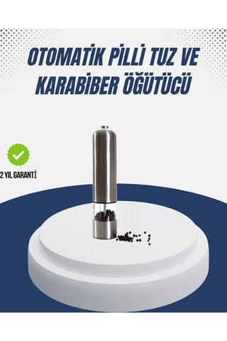 Otomatik Baharat Değirmeni Paslanmaz Gövde Ergonomik Tasarım Gri