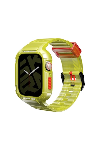Watch 7 45mm Kordon Skinarma Saido Sert Pc Kasa Koruyuculu Silikon Strap Kayış Sarı Sarı