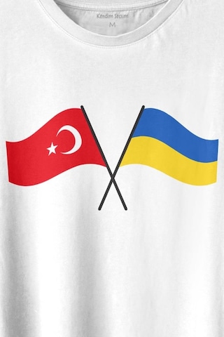 Turkey And Ukraine Türkiye Ve Ukrayna Dostluğu Savaşa Hayır Baskılı Tişört Unisex T-shirt 001