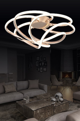 Pl 08 6 Model Gold 3 Renkli Salon Ve Oturma Odası İçin İdeal Alüminyum Avize, 50x25 Gold
