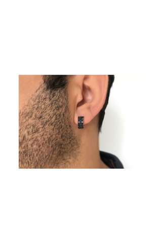 Sirius Pırlanta Siyah Pırlantalı Halka Erkek Küpesi  0804E0134