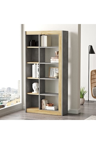 Arya Kitaplık 149cm Keçe-beton Ary23-kr Gri