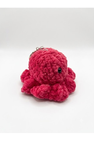 El Örgüsü Amigurumi Ahtapot Anahtarlık - Yumuşak Peluş Tasarım - Pembe Açık Pembe