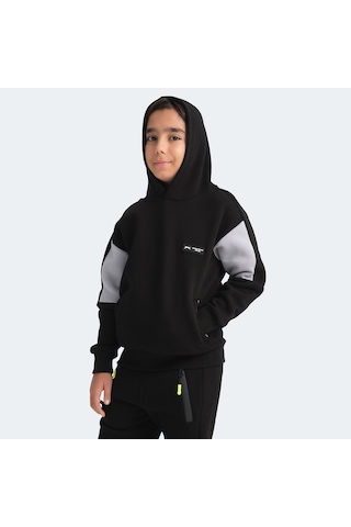 Slazenger LAYNE Çocuk Kapüşonlu Cepli Siyah / Gri Sweatshirt