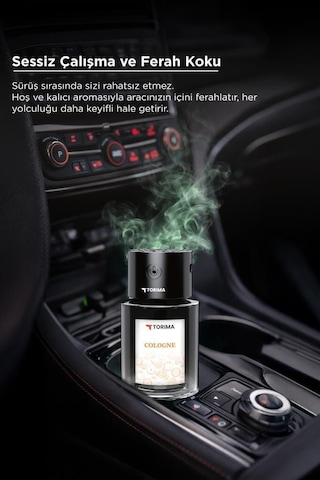 Torima Tcf-03 Araç İçi Hava Nemlendirici & Hareket Algılamalı Koku Makinesi Cologne Esansı 120ml Aromaterapi Difüzör Araç Kokusu