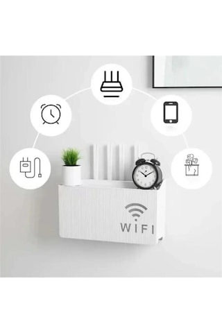 Tineke Beyaz Wifi Kutusu Duvar Asılabilir Sigorta Ve Modem Saklama Kutusu 25x15x6 Cm Beyaz