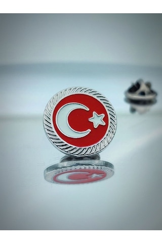 Yörük Tasarım Türk Bayrağı Fasetli Yaka Rozeti Gümüş