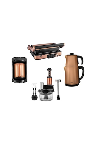 Karaca Gurme Premium Inox Evlilik Paketi Tost, Kahve, Çay Makinesi ve Mutfak Robotu Copper