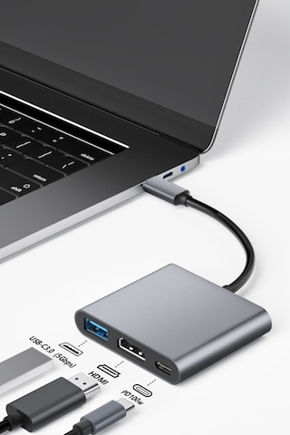 Thentech Type C Gigabit Ethernet Lan Ağ Adaptörü 3 Ü 1 Arada 4k Hdmı Usb Hub Görüntü Çoklayıcı Adaptör Seti