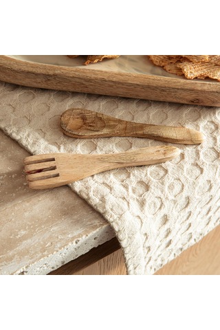 Destını Mutfak Havlusu Ve Çatal Kaşık Seti Natural