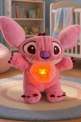 30 Cm Stitch Işıklı Ve Müzikli Peluş Uyku Arkadaşı 5 Modlu Nefes Alan Gece Lambası Sevimli Hediye Oyuncak Pembe