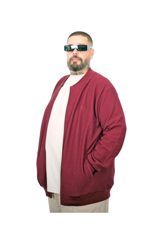 Mode Xl Büyük Beden Hırka Fermuarlı U25824 Bordo Bordo