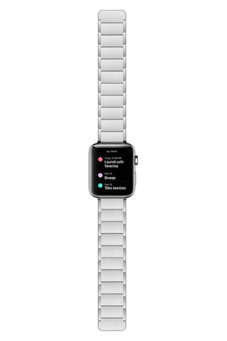 Watch 10 42mm Uyumlu Magnetik Metal Kordon Raptic Classic Serisi Gümüş Gümüş