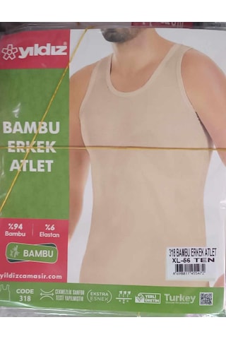 Yıldız Erkek Bambu Likralı Ten Renkli Askılı Atlet 318 - 6 Adet Ten