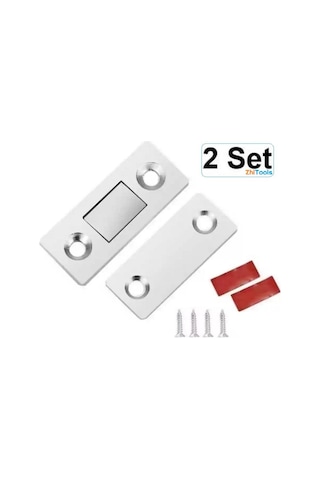 Zhltools 2 Çift Çok Amaçlı Kapı Kapak Dolap Çekmece Mobilya Durdurucu Kapatıcı Mıknatıslar Gümüş