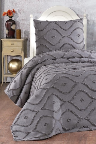 Çeyiz Diyarı Pirot 2 Parça Tek Kişilik Pike Takımı Antrasit Antrasit