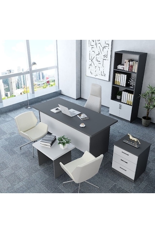 Plus 4'lü Ofis Takımı  Model 7 Füme Beyaz
