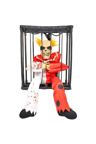 Hareketli Sesli Sensörlü Mahkum Joker İskelet Dekorasyon 22x27 Cm +3