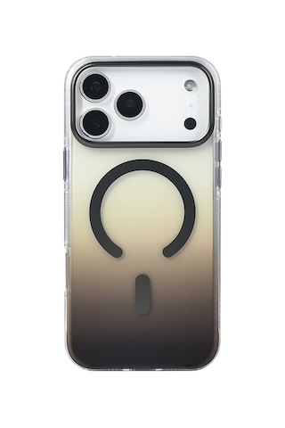 Apple Uyumlu iPhone 17 Pro Max Kılıf Transparan Renk Geçişli M-safe Şarj Özellikli Toros Kapak Gri