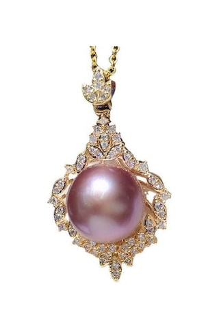 Lüks Doğal Büyük Parçacık Mor Inci Kolye Kolye Basitlik Zarif Atmosfer Klavikula Zinciri Moda Tüm Maç Altın - Beyaz